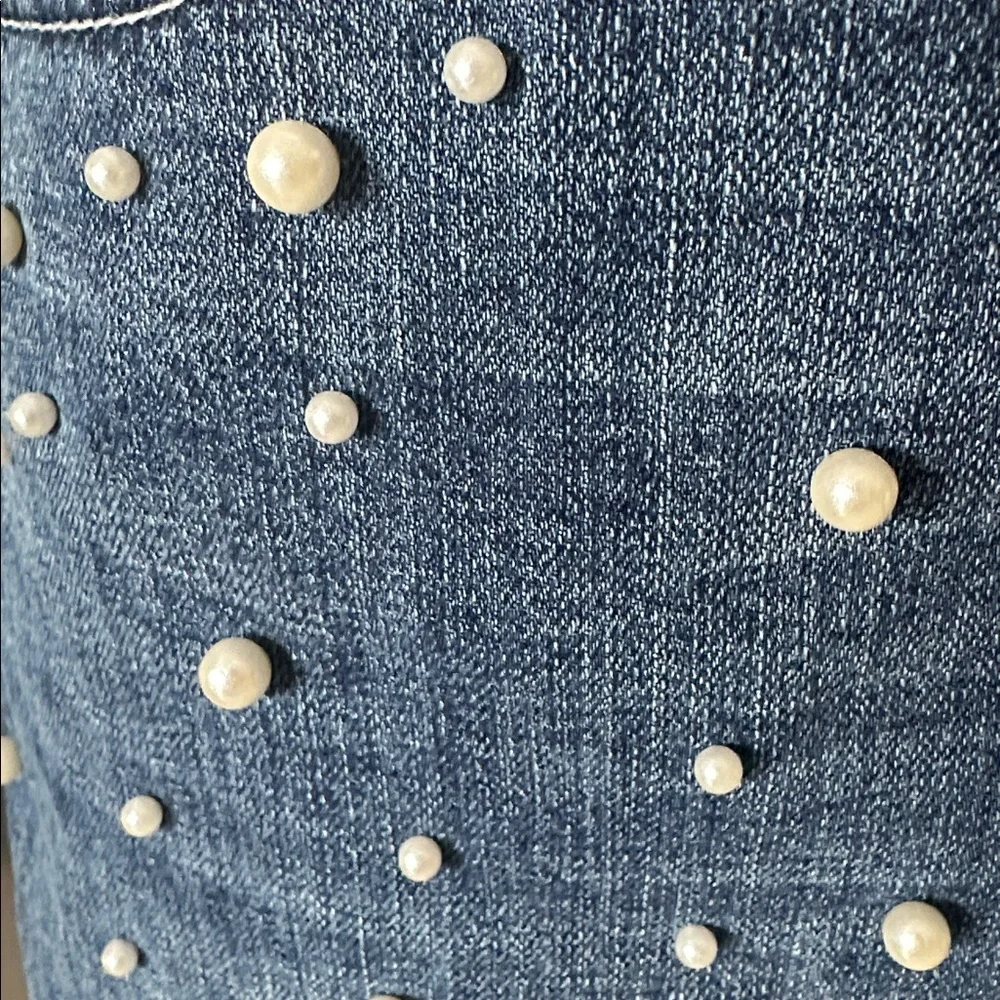 10 Hydraulic Blue Pearl-Studded Denim/Jean Skirt - Picture 4 of 10